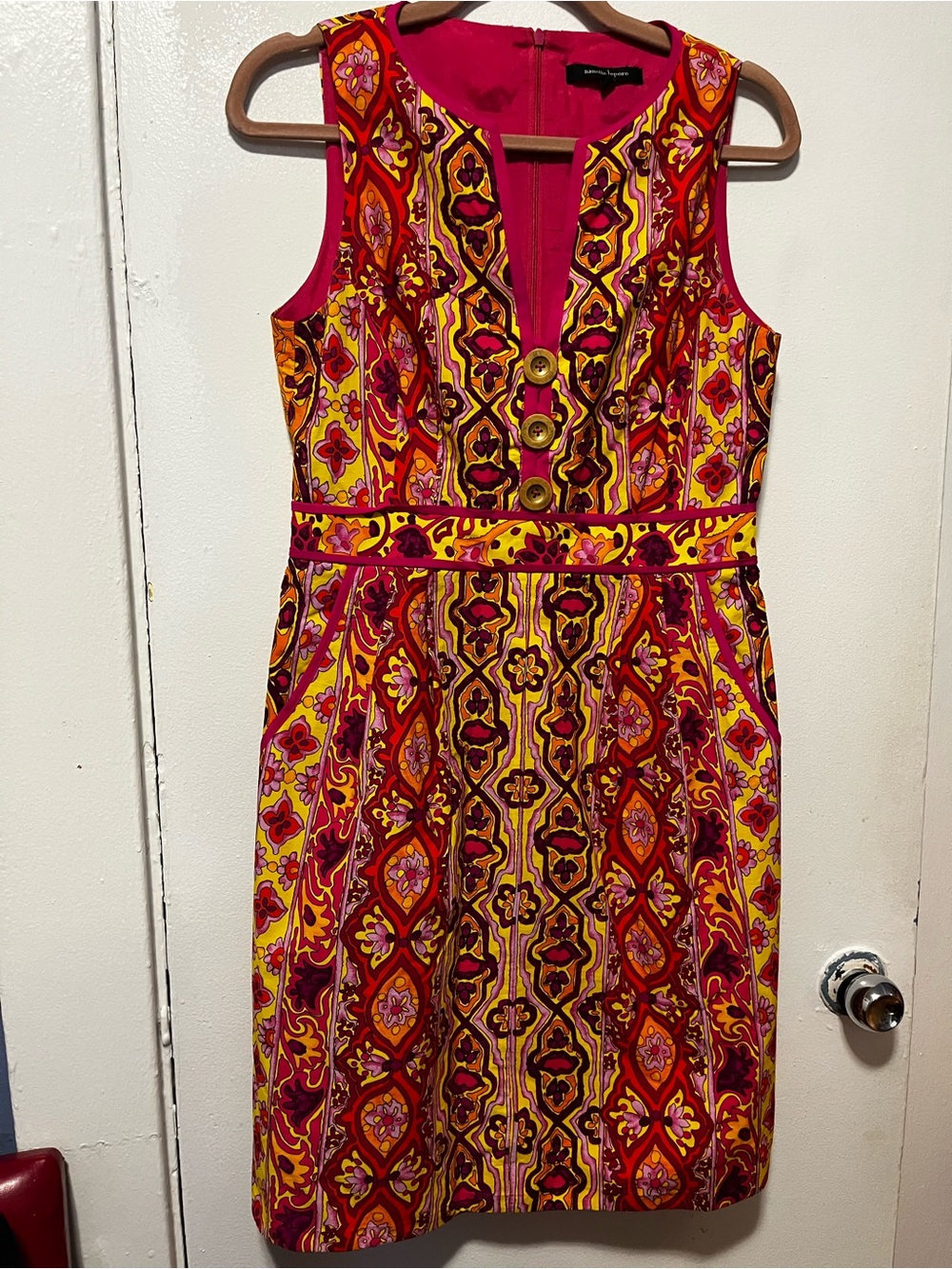 Nanette Lepore Pink and Yellow Printed Sleeveless Dress